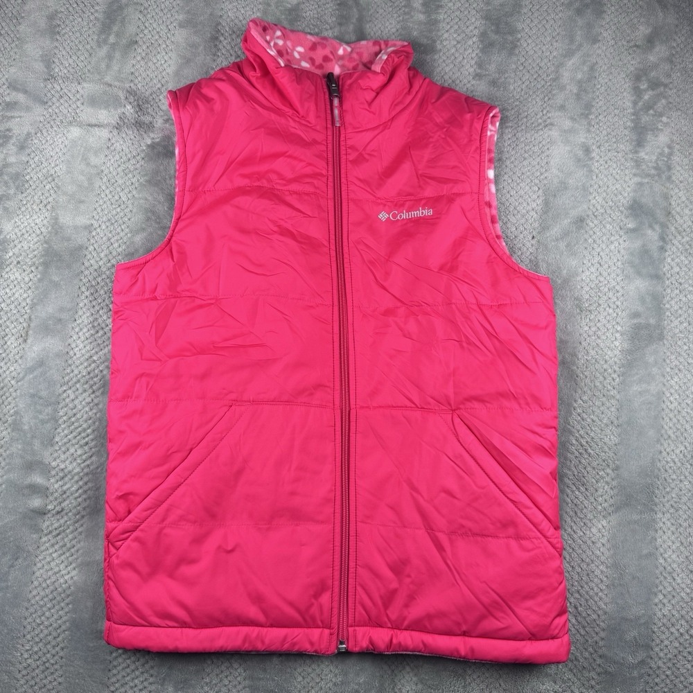 Columbia - Girls Size L - Reversible Vest Pink Fleece & Quilted Nylon
